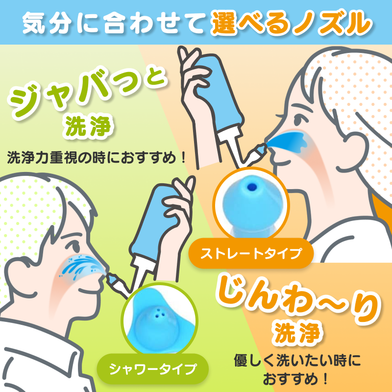 気分に合わせて選べるノズル