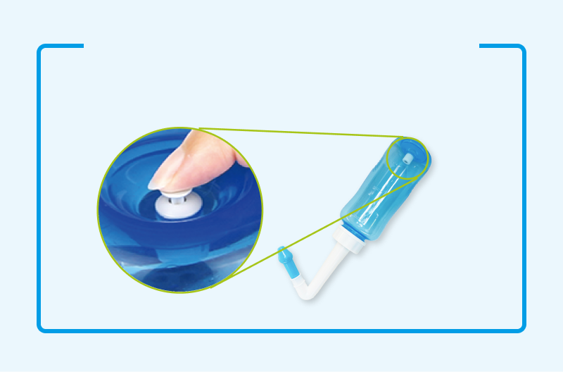 ボタン式だから適切な水圧でだれでも鼻洗浄